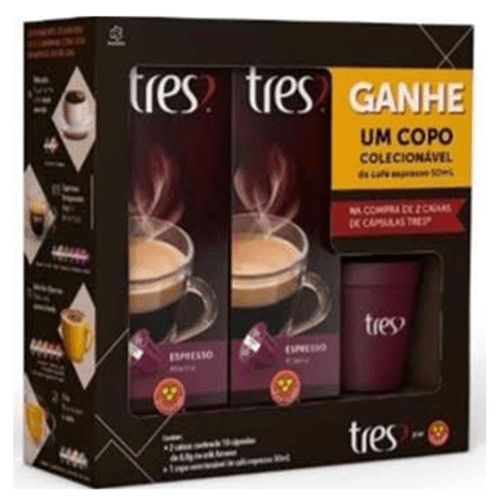 Kit Tres Cápsulas Café Espresso Atento 8g 20 Unidades + Copo Colecionável