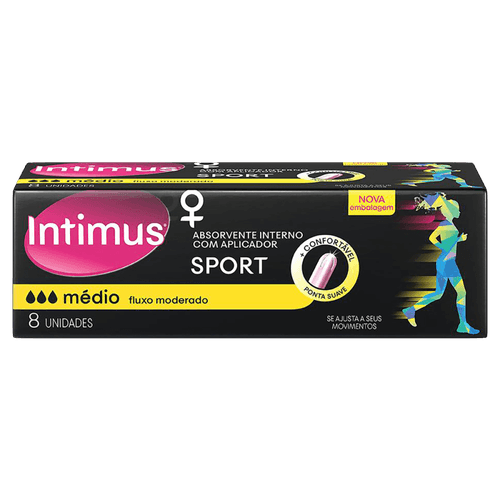 Absorvente Interno com Aplicador Intimus Sport Médio Caixa 8 Unidades