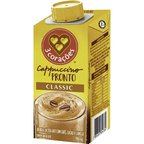 Bebida Láctea 3 Corações Cappuccino Classic Tetra Pak 187 ml