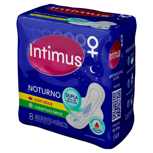 Absorvente Higiênico com Abas Seca Intimus Noturno Pacote 8 Unidades