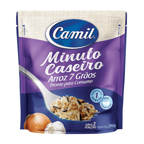 Arroz Integral Camil Minuto Caseiro 7 Grãos 240g