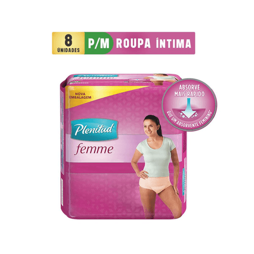 Roupa Íntima Descartável Plenitud Femme P/M Pacote 8 Unidades