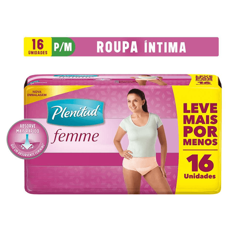 Roupa Íntima Descartável Plenitud Femme P/m Pacote 16 Unidades Leve Mais Pague Menos