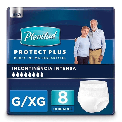 Roupa Íntima Fralda Calça Descartável para Incontinência Unissex Plenitud Plus G/XG Pacote 8 Unidades