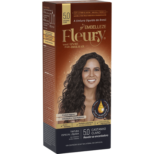 Tintura Embelleza Fleury Coloração Especial 5.0 Castanho Claro