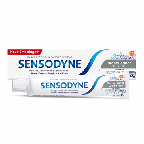 Creme Dental Branqueador Extra Fresh com Flúor Sensodyne Caixa 90g