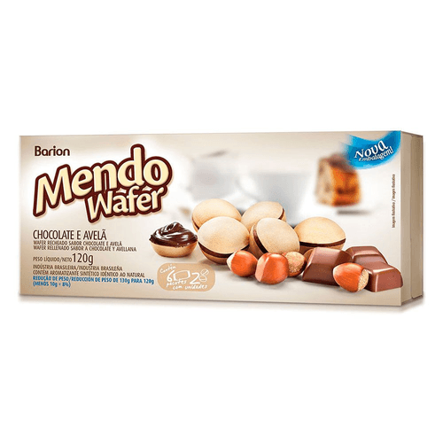 Wafer Recheio Chocolate e Avelã Barion Mendo Wafer Caixa 120g