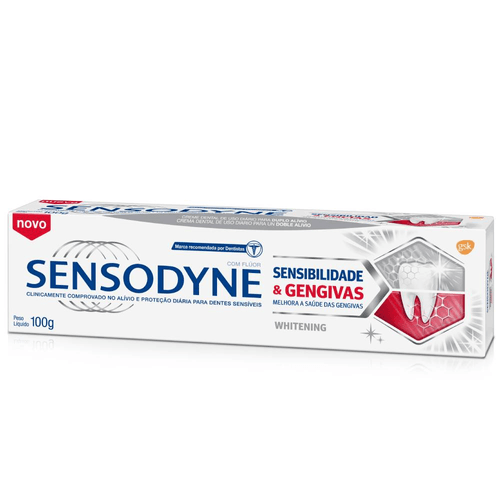 Creme Dental com Flúor Whitening Sensodyne Sensibilidade & Gengivas Caixa 100g