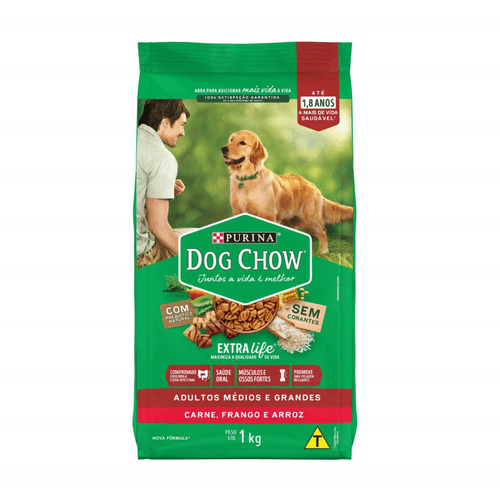 RACAO CAO DOGCHOW 1KG-PC AD MULTISABOR