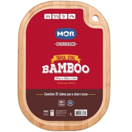Tábua Para Churrasco Oval Bambu Mor 39cm X 28cm X 2cm
