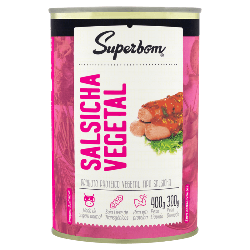 Salsicha-Proteica-Vegetal-Superbom-Lata-Peso-Liquido-400g-Peso-Drenado-300g