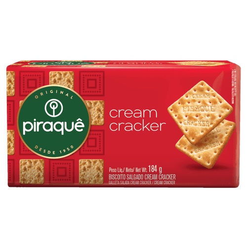 Biscoito Salgado Cream Cracker Piraquê Pacote 184g