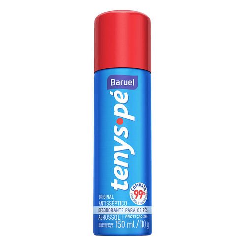 Desodorante para os Pés Aerossol Antisséptico Original Baruel Tenys Pé Frasco 150ml Spray