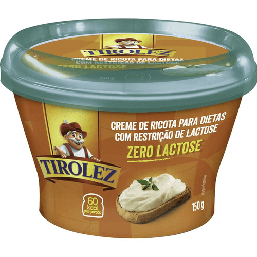 Creme de Queijo Ricota Zero Lactose para Dietas com Restrição de Lactose Tirolez Pote 150g