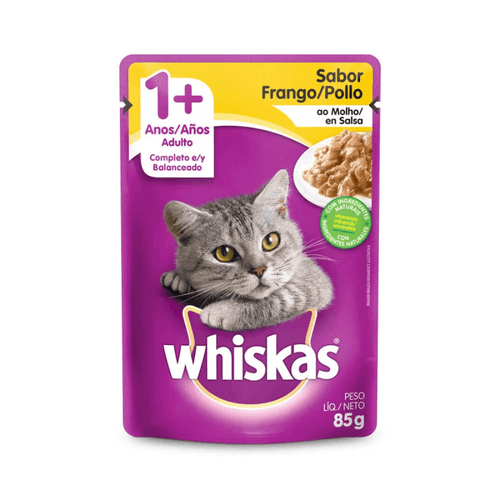 Alimento para Gatos Adultos Frango ao Molho Encorpado Refeição Completa Whiskas Sachê 85g