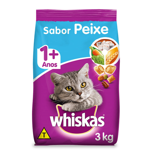 Alimento Premium para Gatos Adultos Peixe Whiskas Pacote 3kg