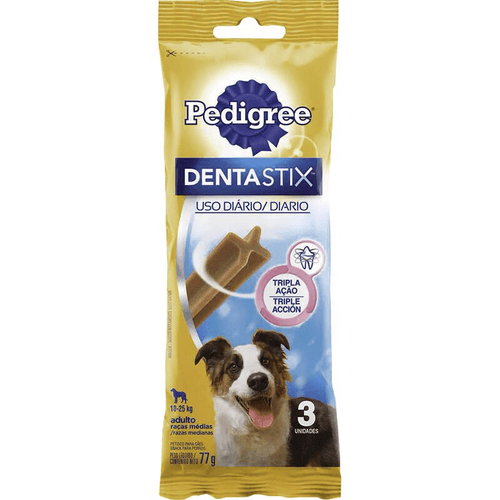 Petisco para Cães Adultos Raças Médias Pedigree Dentastix Pacote 77g 3 Unidades