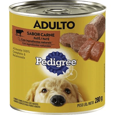 Alimento Completo e Balanceado Patê para Cães Adultos Carne Pedigree Lata 280g