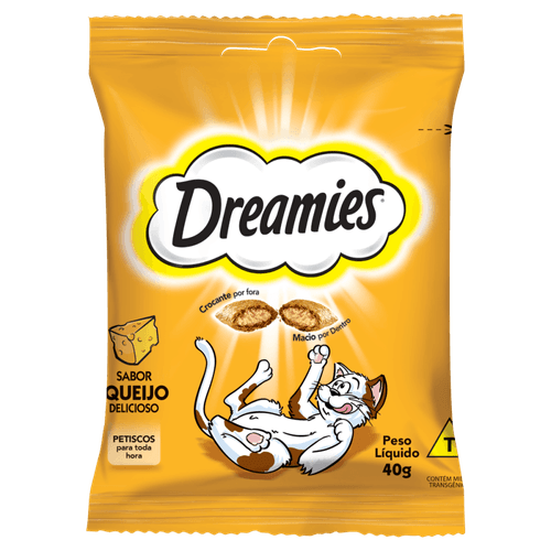 Petisco para Gatos Adultos Queijo Delicioso Dreamies Pacote 40g