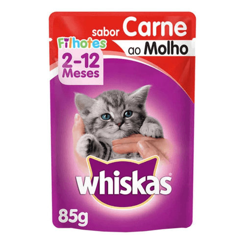 Alimento para Gatos Filhotes Jelly Carne Refeição Completa Whiskas Filhotes Sachê 85g