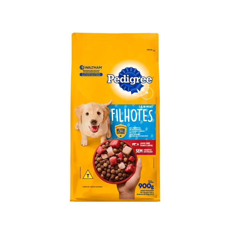 Alimento-100--Completo-e-Balanceado-para-Caes-Filhotes-Carne-Frango-e-Cereais-Pedigree-Pacote-900g