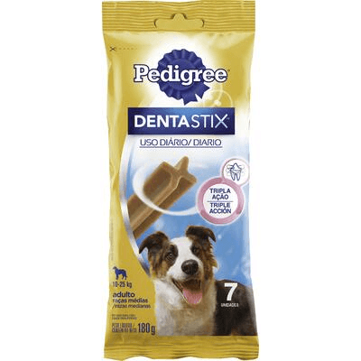 Petisco para Cães Adultos Raças Médias Pedigree Dentastix Pacote 180g 7 Unidades