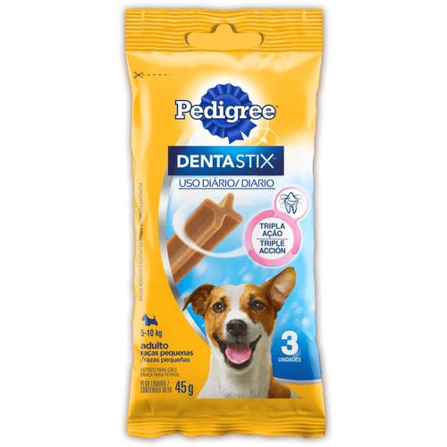 Petisco para Cães Adultos Raças Pequenas Pedigree Dentastix Pacote 45g 3 Unidades