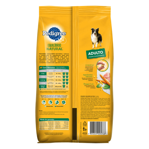 Alimento para Cães Adultos Raças Médias e Grandes Frango Pedigree Equilíbrio Natural Pacote 1kg