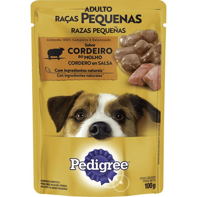 Alimento-Completo-e-Balanceado-para-Caes-Adultos-Racas-Pequenas-Cordeiro-ao-Molho-Pedigree-Sache-100g