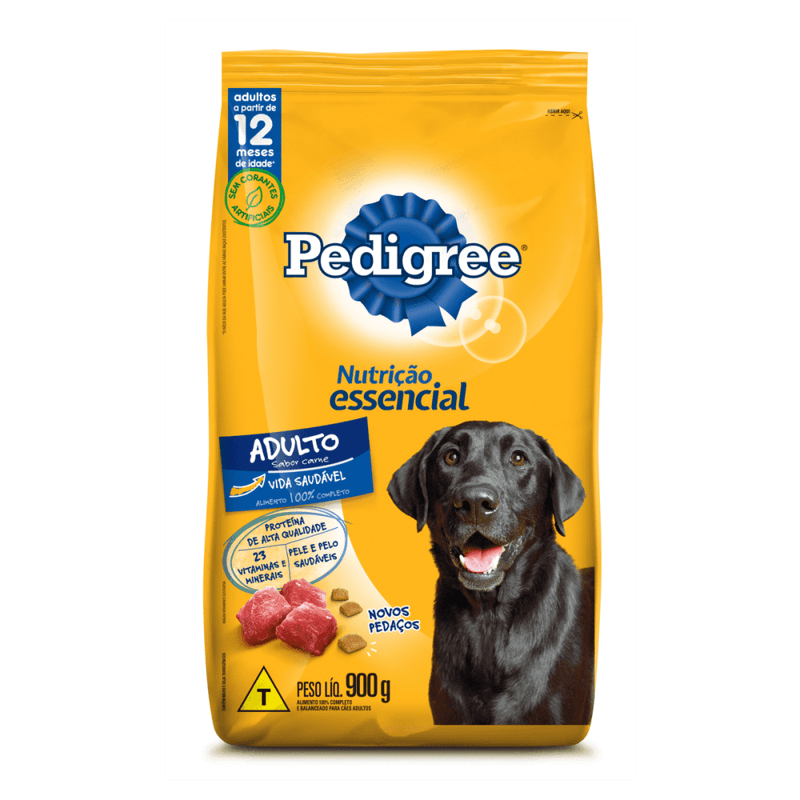 Alimento-100--Completo-e-Balanceado-para-Caes-Adultos-Carne-Pedigree-Nutricao-Essencial-Pacote-900g