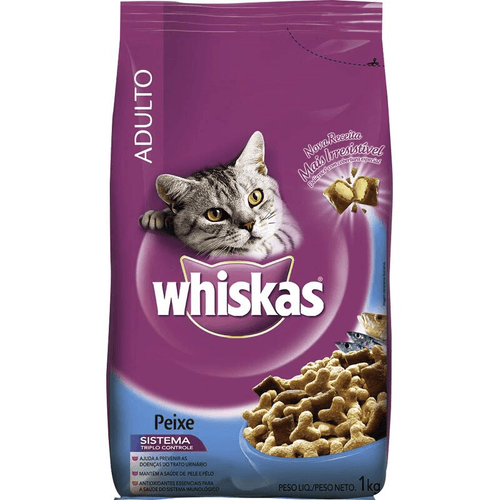 Alimento Premium para Gatos Adultos Peixe Whiskas Pacote 1kg