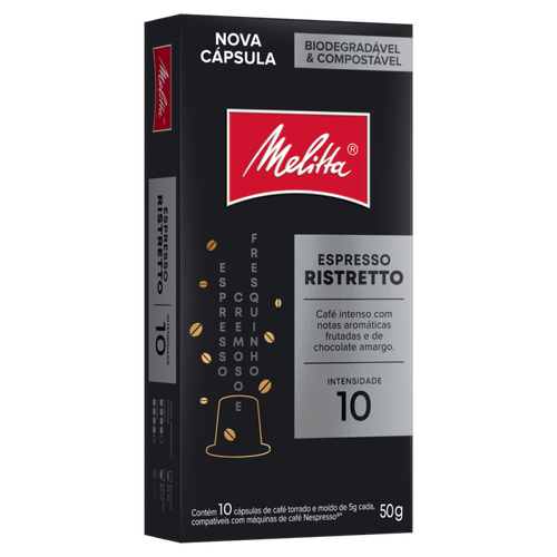 Café em Cápsula Torrado e Moído Espresso Ristretto Melitta Caixa 50g 10 Unidades