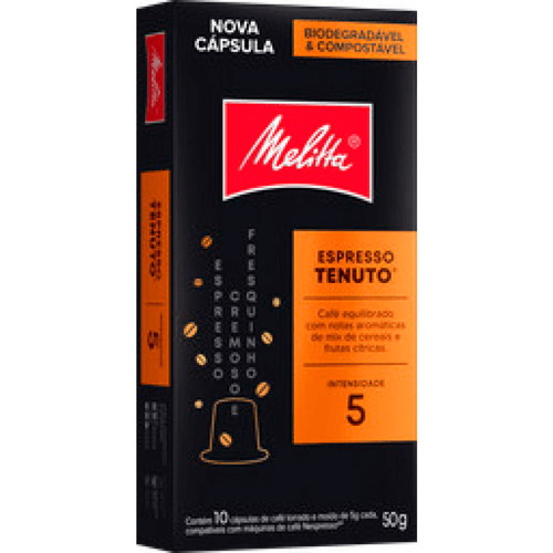 Café em Cápsula Torrado e Moído Espresso Tenuto Melitta Caixa 50g 10 Unidades de 5g Cada