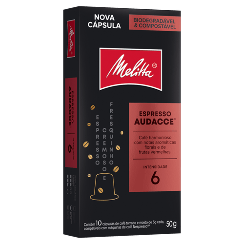 Café em Cápsula Torrado e Moído Espresso Audacce Melitta Caixa 50g 10 Unidades de 5g Cada