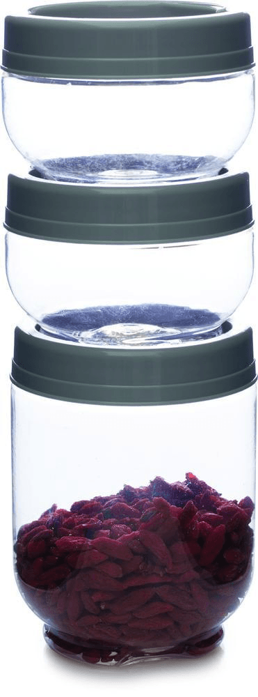 Conjunto Pote Plástico Com Tampa Fendi Redondo Plasútil Gire E Trave 3 Unidades