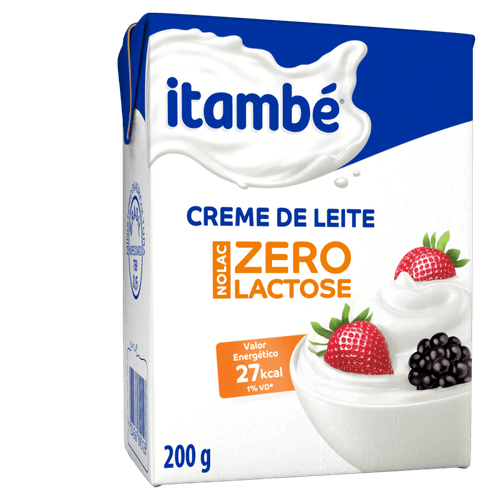 Creme de Leite Zero Lactose para Dietas com Restrição de Lactose Itambé Nolac Caixa 200g