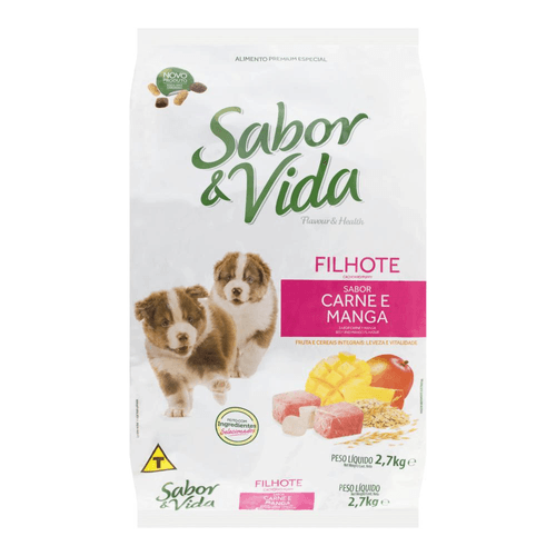 Alimento Para Cães Filhotes Carne E Manga Sabor &amp; Vida Pacote 2,7kg