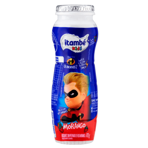 Iogurte com Preparado de Fruta Morango  League of SuperPets Itambé Kids Frasco 170g