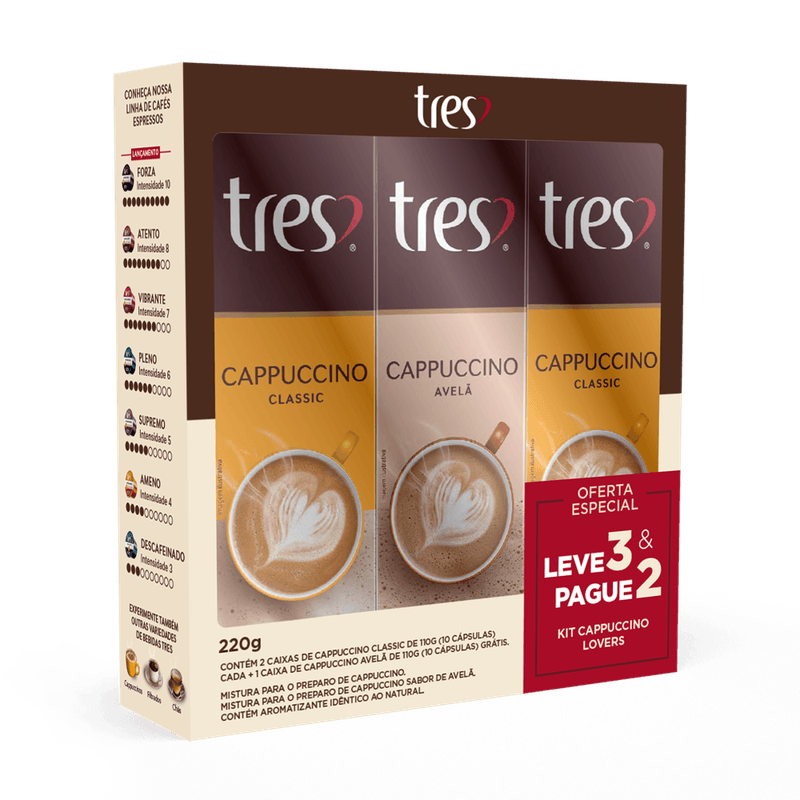 Kit-Mistura-para-o-Preparo-de-Cappuccino-em-Capsula-2-Classic---1-Avela-Tres-110g-Cada-Leve-3-Pague-2-Unidades-Oferta-Especial