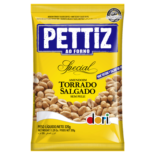 Amendoim Torrado Salgado sem Pele ao Forno Dori Pettiz Special Pacote 320g