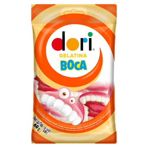 Bala de Gelatina Morango e Framboesa Boca Dori Pacote 60g