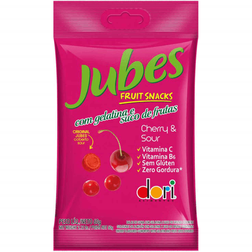 Bala de Gelatina Dori Jubes Cherry & Sour 60g