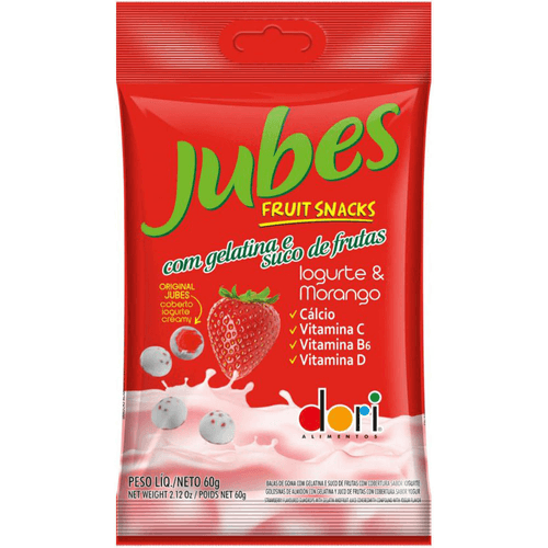 Bala de Gelatina Dori Jubes Iogurte&Morango 60g