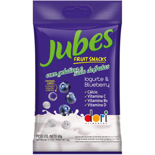 Bala de Gelatina Dori Jubes Iogurte&Blueberry 60g