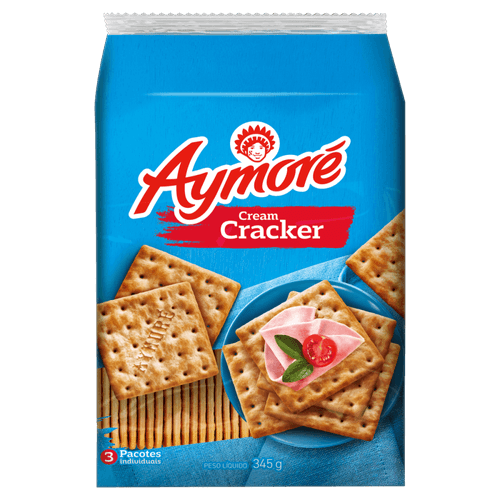 Biscoito Cream Cracker Aymoré Pacote 345g 3 Unidades