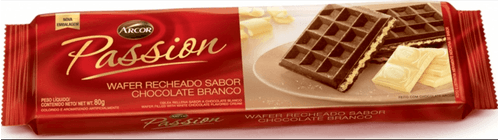 Biscoito Passion Wafer Recheado de Chocolate Branco Arcor 80g