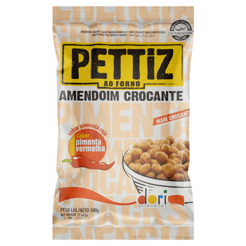 Amendoim Crocante Pimenta Vermelha Dori Pettiz Pacote 500g