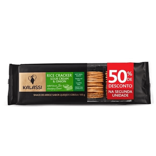 Snack Tailandês Kalassi Rice Cracker Sour Cream & Onion 100g