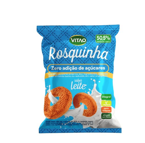 Biscoito Rosquinha Vegano 48,9% Integral Leite Condensado sem Adição de Açúcar Vitao Pacote 110g