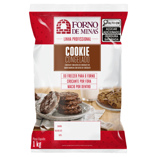 Cookie Congelado Chocolate com Gotas de Chocolate Forno de Minas Profissional Pacote 1kg